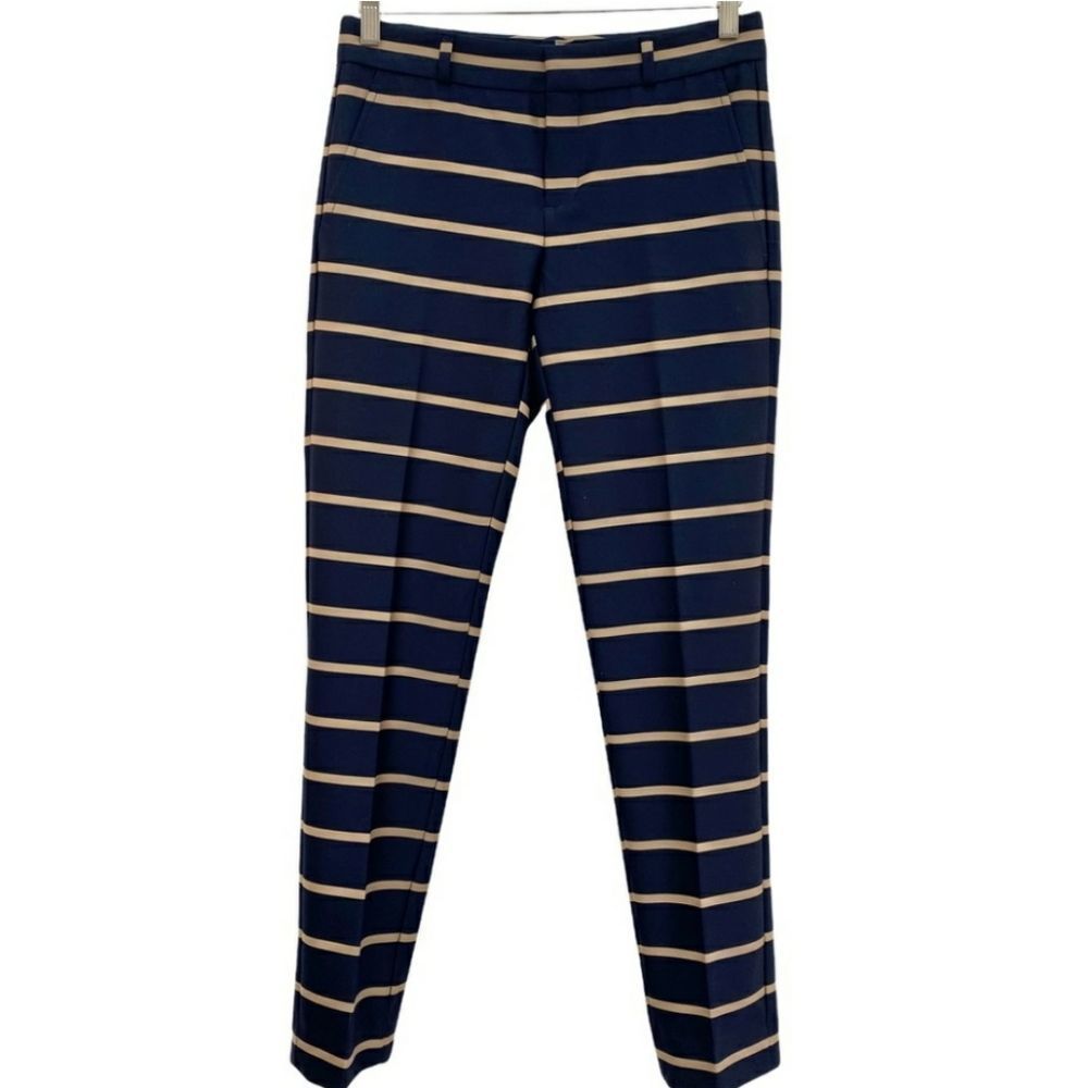 🥳 NWOT BANANA REPUBLIC RYAN BLUE GOLD STRIPE SLIM FIT PANTS TROUSERS SIZE 2